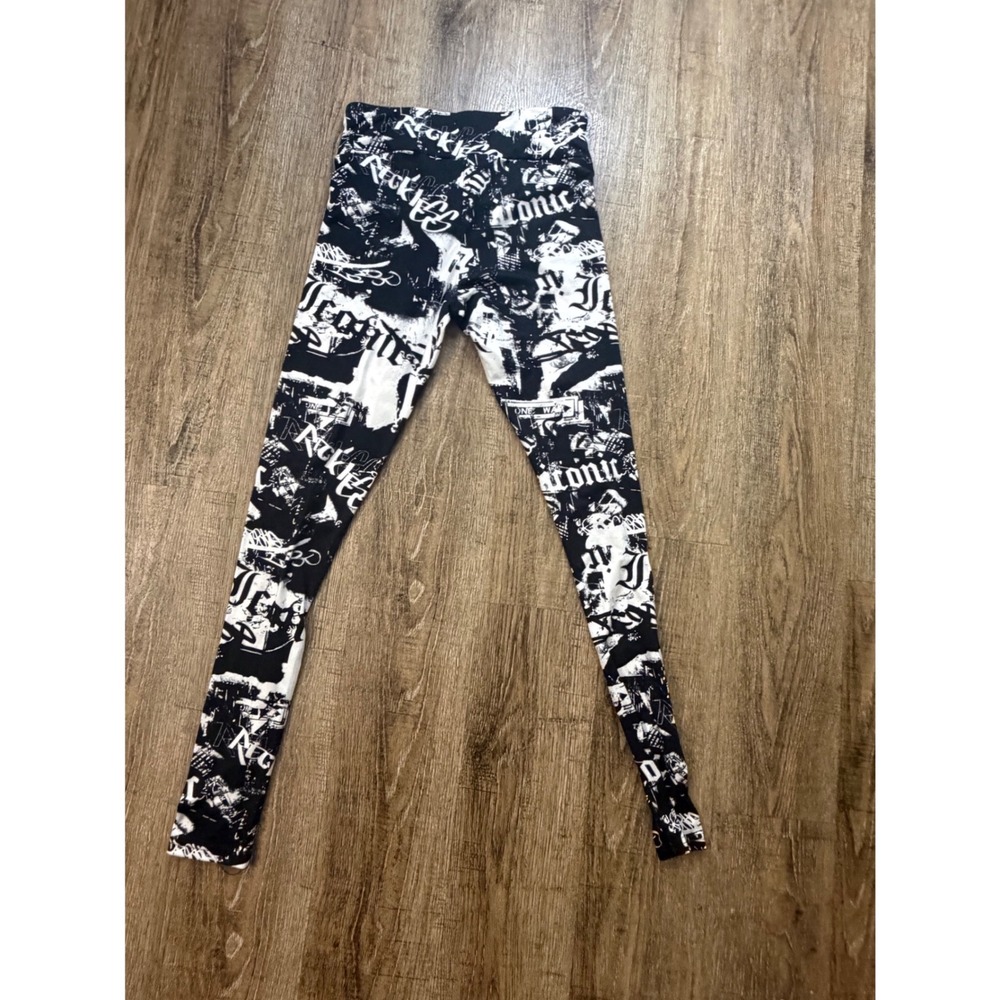 Streetwear Society Graphic Print Leggings Black White Size M Style 22-3260
